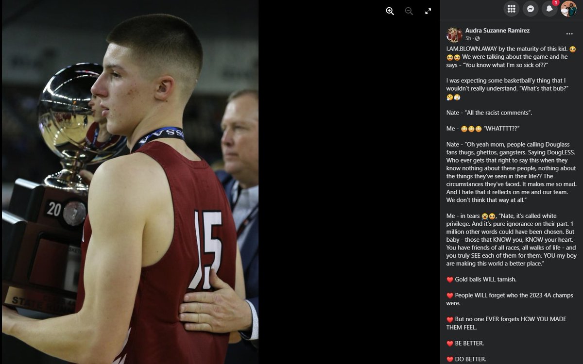 S/O to Nate Reherman, whose mother posted a conversation they had over the weekend following the State Championship game. 👏🏾