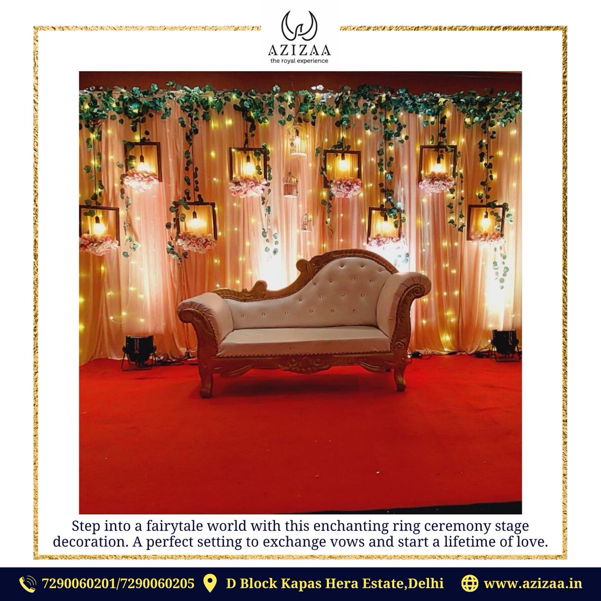 farmsazizaa's tweet photo. Step into a fairytale world with this enchanting ring ceremony stage decoration. A perfect setting to exchange vows and start a lifetime of love.

Welcome to #azizaafarm, #TheRoyal Experience.

For more details visit: https://t.co/HRaNecb68J
Call us 7290060201, 7290060205

#Ring https://t.co/PbQ3herbpF