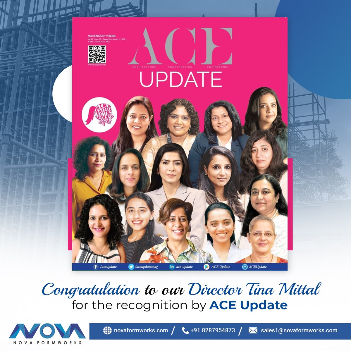 NovaFormworks's tweet image. We are proud to announce that our Director Tina Mittal has been recognized by ACE Update for her outstanding contributions. Congratulations on this remarkable accomplishment!
.
#aceupdate #recognition #aceupdatemagazine #plasticformworks #novaformworks