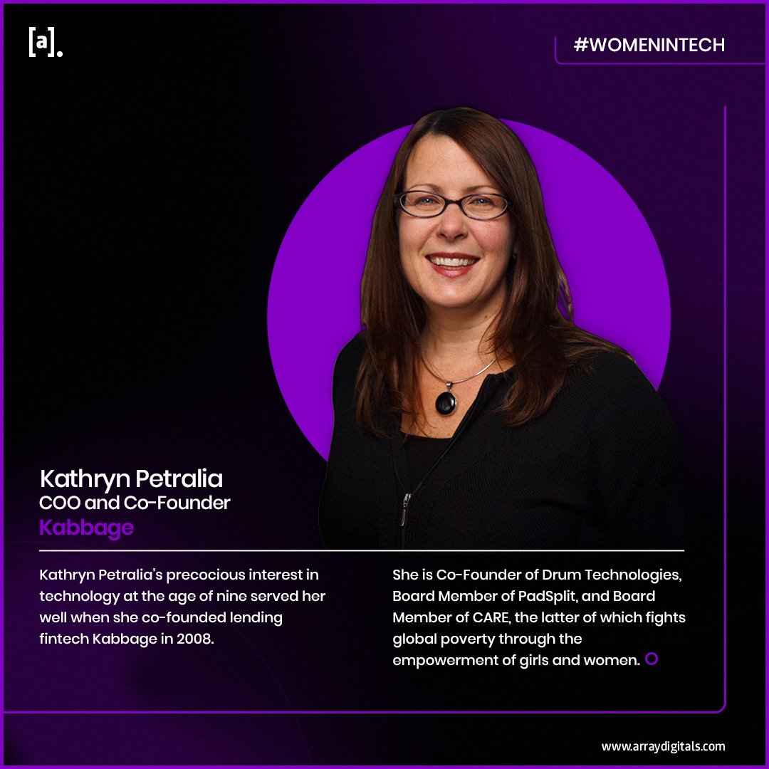 array_digitals's tweet image. #WomeninTech features Kathryn Petralia this Monday!

Not only is she a household name in the IT industry, but she is also known in the field of philanthropy for her work in combating global poverty!

#ArrayDigitals #MondayFeature #womeninbusiness #womenempowement #techology #tech