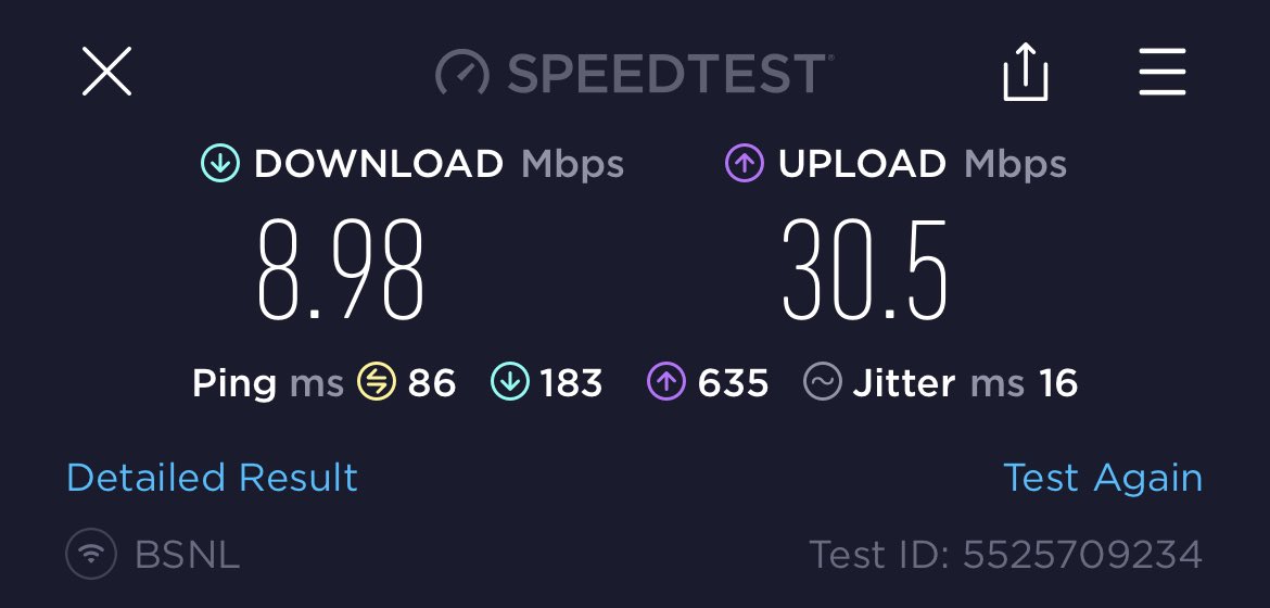 almost_parallel's tweet photo. @BSNLCorporate I’m on the 300mbps plan, and i’ve been facing this issue for weeks now. I’ve complained multiple times. Utterly disappointed at the poor customer support - which is basically nonexistent. Will be switching to a different ISP now. Good riddance. https://t.co/MwVEfLzhyh