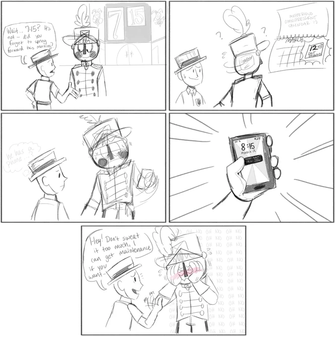 happy "clockboy didnt get set forward an hour" day, here's a hastily put together comic i guess 