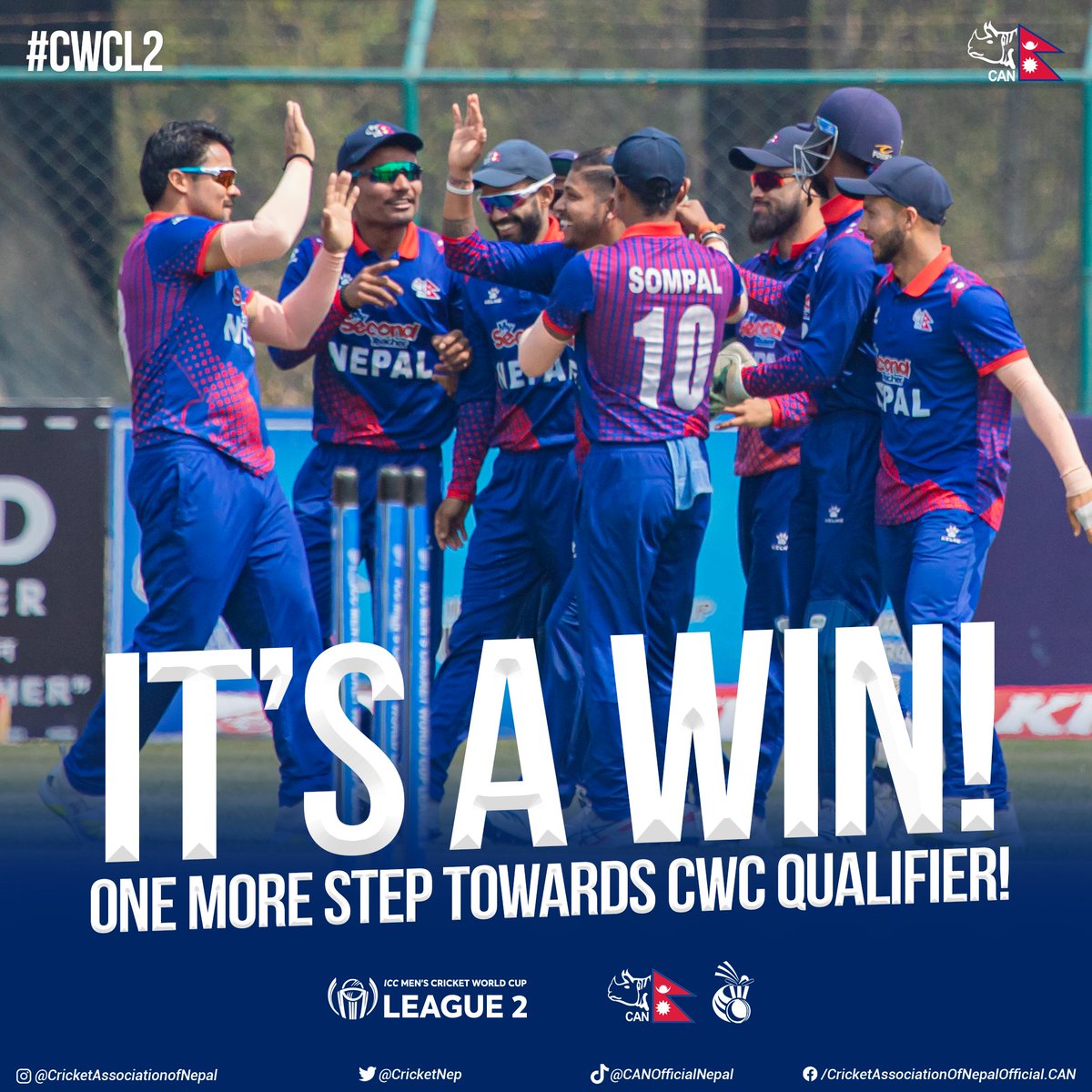 CricketNep's tweet photo. रातो र चन्द्र सुर्य, जंगी निसान हाम्रो 🇳🇵🇳🇵
Roaring with Pride! Nepal dominates PNG with an outstanding performance both with the ball and bat. A well-deserved victory dedicated to all our dear fans. We're one step closer to Zimbabwe! 🇳🇵🏏🔥
#CWCL2 #NEPvPNG #weCAN https://t.co/EuMYZg84jl