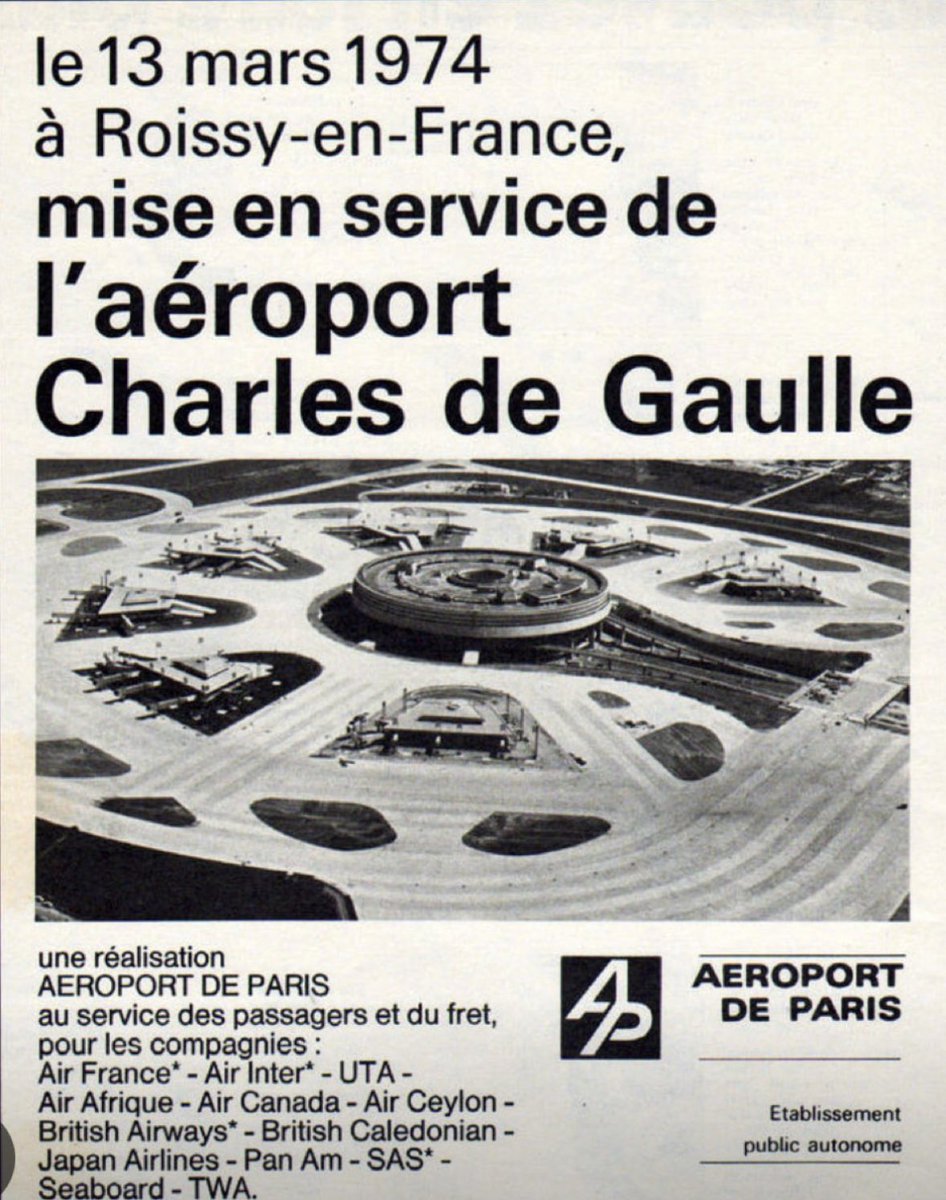 🇫🇷 #CeJourLà Le 13 mars 1974, l’aéroport Charles de Gaulle était mis en service.

▫️Cinq décennies plus tard, plus de 100 avions décollent ou atterrissent toutes les heures sur les 4 pistes de l’aéroport, qui sont un atout de poids pour absorber la croissance du trafic.