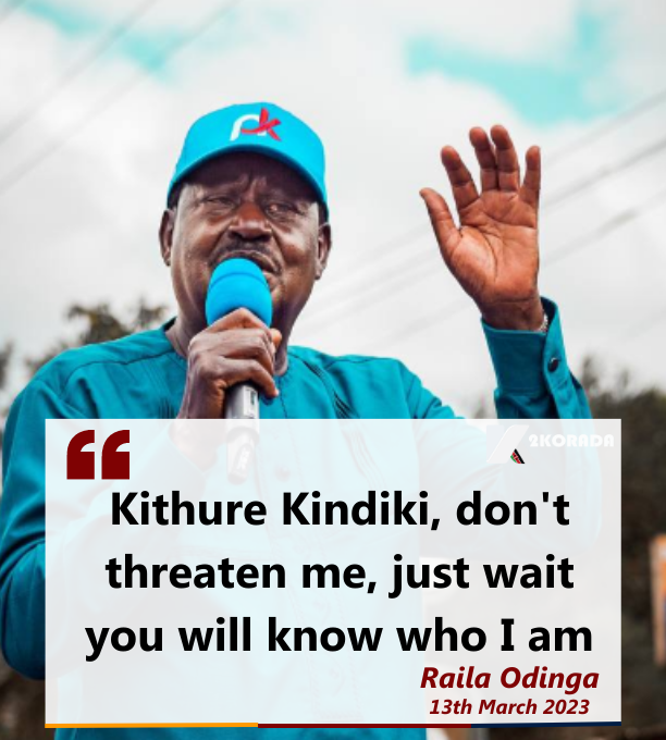 2korada's tweet photo. Azimio leader Raila Odinga gives a warning to CS Kindiki not to dare disrupt the planned mass action demonstrations https://t.co/QcejJSdSJn