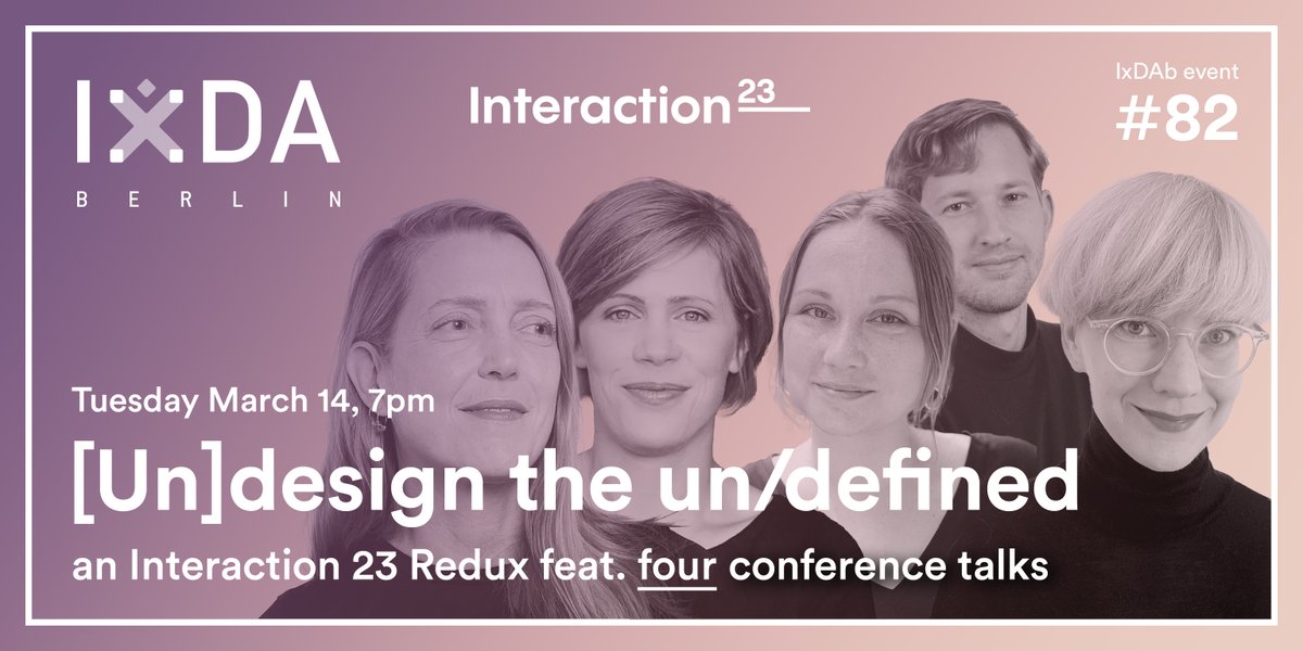 Join us TOMORROW for our grand Interaction 23 redux @IBMiX_DACH – there's some very few seats left!

Details & tickets: IxDAberlin.de 

@IxDA @ixdconf #IxD23 #IxDAberlin