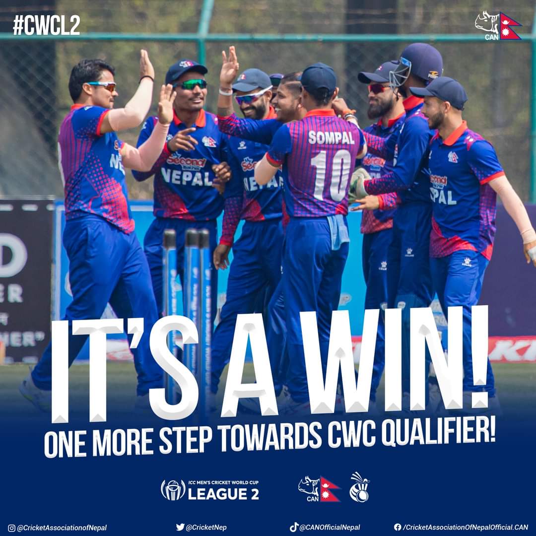 YouMeOurNP's tweet photo. ICC World cup League-2 अन्तर्गत त्रिकोणात्मक शृङ्खलाको खेलमा नेपालले ९ विकेटले पपुवा न्यूगिनीलाई (पीएनजी) हराएको छ।
Congratulations 🎉 https://t.co/eD8XAojPYq