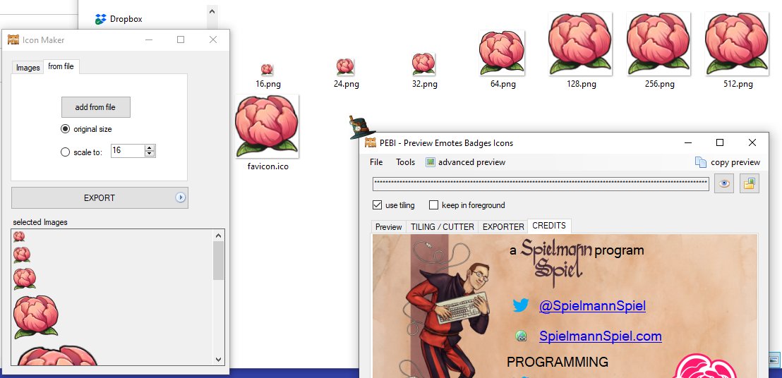 SpielmannSpiel's tweet photo. one of #PEBI s features I as an not-artist use is the ability to easily create favicons
making these .ico files was always one of the most atrocious things to do until now
#favicon #favicons #web #webdevelopment #gamedev <- yes, you need them for game development too ^^" https://t.co/jATgM7cZJB