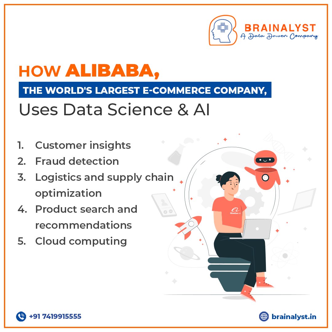 Brainalystindia's tweet image. "Data science and artificial intelligence (AI) have been used in a variety of ways by Alibaba, one of the biggest e-commerce and technology businesses in the world, across its numerous business lines."
#DataTrained #MLengineer #machinelearning #deeplearning #datascience