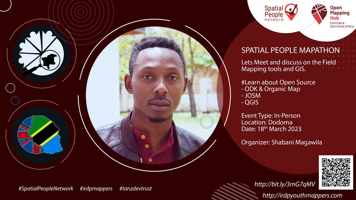 irdp_mappers's tweet image. Now is for Dodoma lets meetup, networking, and discuss about #SpatialPeopleNetwork and the use of Remote and Field Mapping tools. 
Are you?
- Organization or GIS enthusiast
Do you need on how you can use GIS in your organization, don&apos;t miss.
Register now bit.ly/3mG7qMV