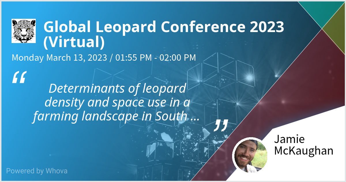 I am speaking at Global Leopard Conference 2023 (Virtual). Please check out my talk if you're attending the event! @globalleopardconference @LeopardConf @GlobalLeopardConference #GLC23 #GLC2023 #WildCRU #GlobalLeopardConference #leopardsoftheworld #pantherapardus #Africanleopard