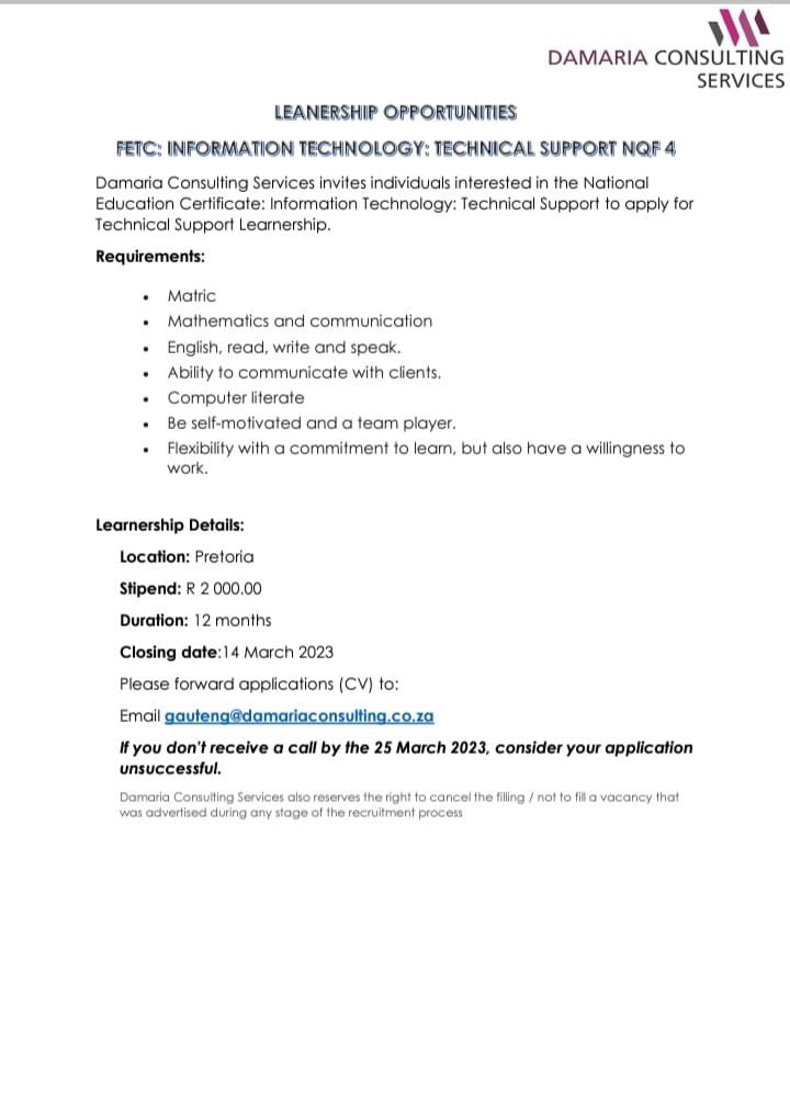 pingladyorg's tweet photo. Have you considered pursuing an IT career?

Here is a perfect opportunity that comes with a R2000 stipend!
It’s never too late to start a career in IT. 

Start your journey in acquiring highly sought after skills in the tech industry.

Apply Now! https://t.co/dbeZOsGE5A