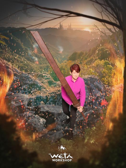cinebeth's tweet photo. Found this really big orc sword lying around @wetaworkshop and tried to walk out with it but the security camera caught me. Damn. Fortunately I have a smaller one at home.
#weta #wetaworkshop #orcsword #tour #wetacave #lotr #peterjackson #newzealand #vacation #geekgirl https://t.co/dITaKBf4dZ