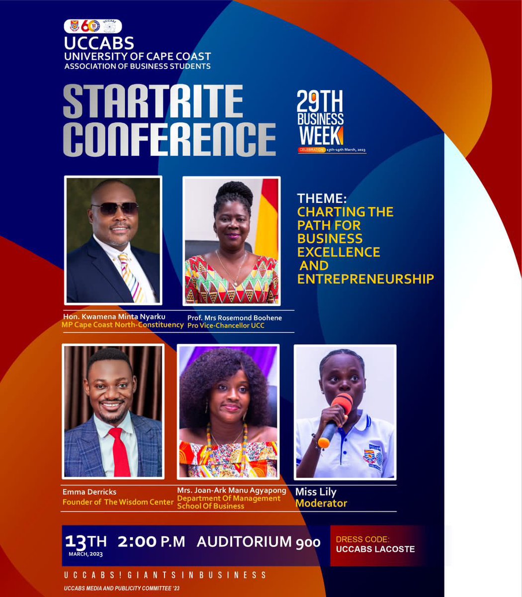 uccabs_official's tweet photo. The 29th Business Week Celebration kick-start tomorrow with the StartRite conference🔥. Come an listen to inspirational and word touching motivations from these seasoned speakers🔥.

Time: 2pm

Venue: Auditorium 900. 

Dress Code: UCCABS LACOSTE💙🤍💙

_#Item 13 is a BirthRite_🎉 https://t.co/NkWRSDmIj6
