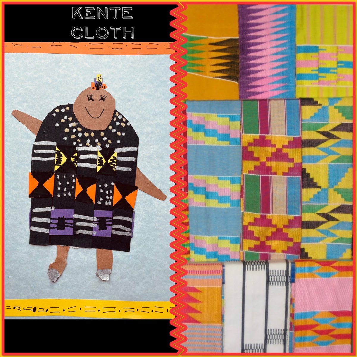 shapenortharts's tweet photo. Yr1 : Weaving Kente Cloth: Africa - Exploring textiles through paper and pattern making. Crossing warp (parallel/ vertical)and weft (horizontal)Creating Ashanti fabrics. 
@yr1melthamce @melthamceschool https://t.co/8ZWDV1Iuuw