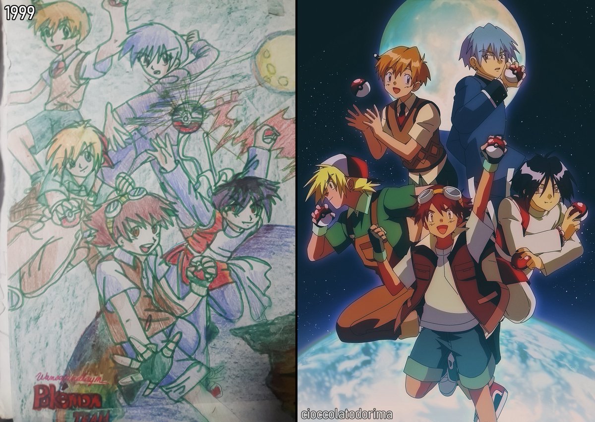 cioccolato_kun's tweet image. Redrawing my old stories into how my kid brain imagined their &apos;anime&apos; to look like when I drew them