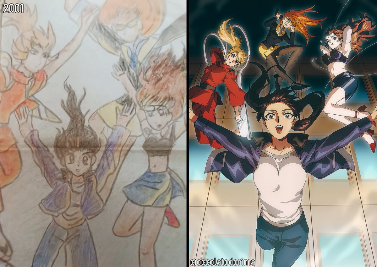 cioccolato_kun's tweet image. Redrawing my old stories into how my kid brain imagined their &apos;anime&apos; to look like when I drew them