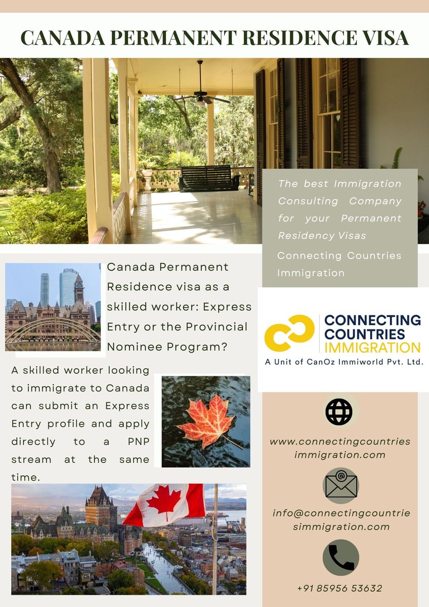 CCImmigration's tweet image. #Canada_Permanent_Residence visa as a skilled worker: #Express_Entry or the #Provincial_Nominee_Program?
connectingcountriesimmigration.com/express-entry-…
info@connectingcountriesimmigration.com
+91 85956 53632