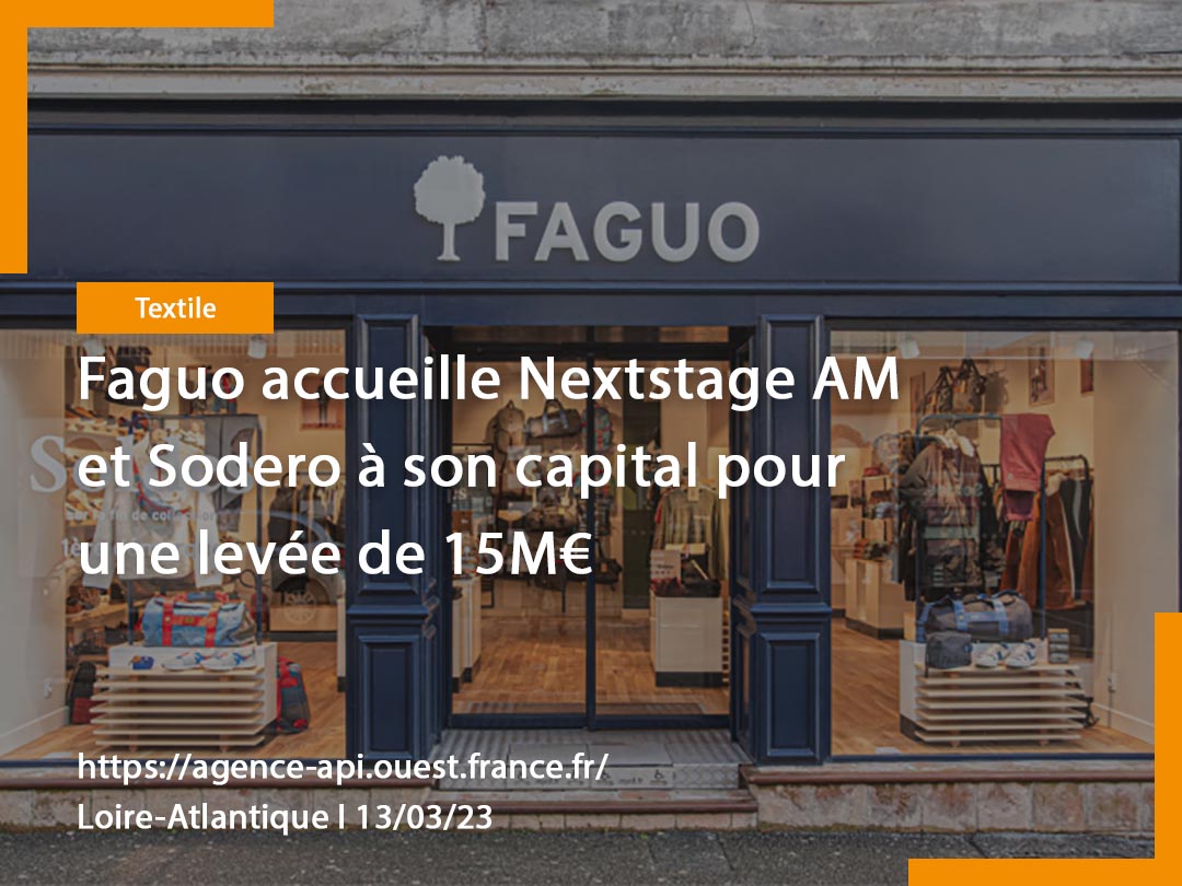 [#FilAPI] <a href="/FAGUO_FR/">FAGUO</a> fait évoluer la structure de son capital : actionnaire depuis 2012 <a href="/GroupeEram/">Groupe Eram</a> cède sa participation, <a href="/SoderoGestion/">Sodero Gestion</a> et #Nexstage AM entrent, 4 manageurs également dans le tour de table.
➡️agence-api.ouest-france.fr/article/faguo-…