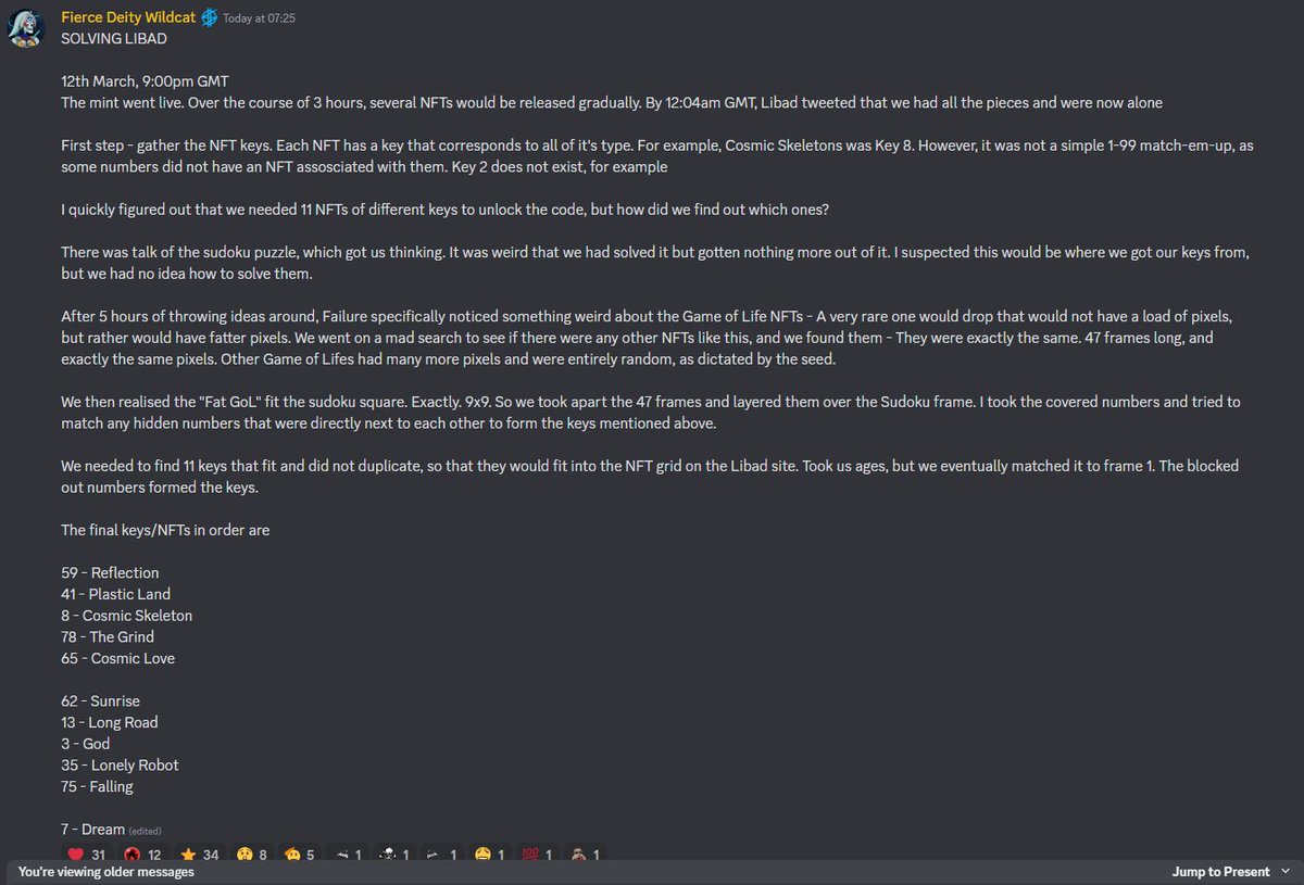 TinyMattWildcat's tweet photo. WE SOLVED THE MYSTERY OF @libad5343 

Thank you so much to @TheOfficialA7X @DeathbatsClub @BitflipsIO and everyone mentioned below, as well as the incredible community for such a wild two weeks! Read how we cracked the LIBAD code below! 

ITE gang who helped... come say hi! https://t.co/h91nBbDHba