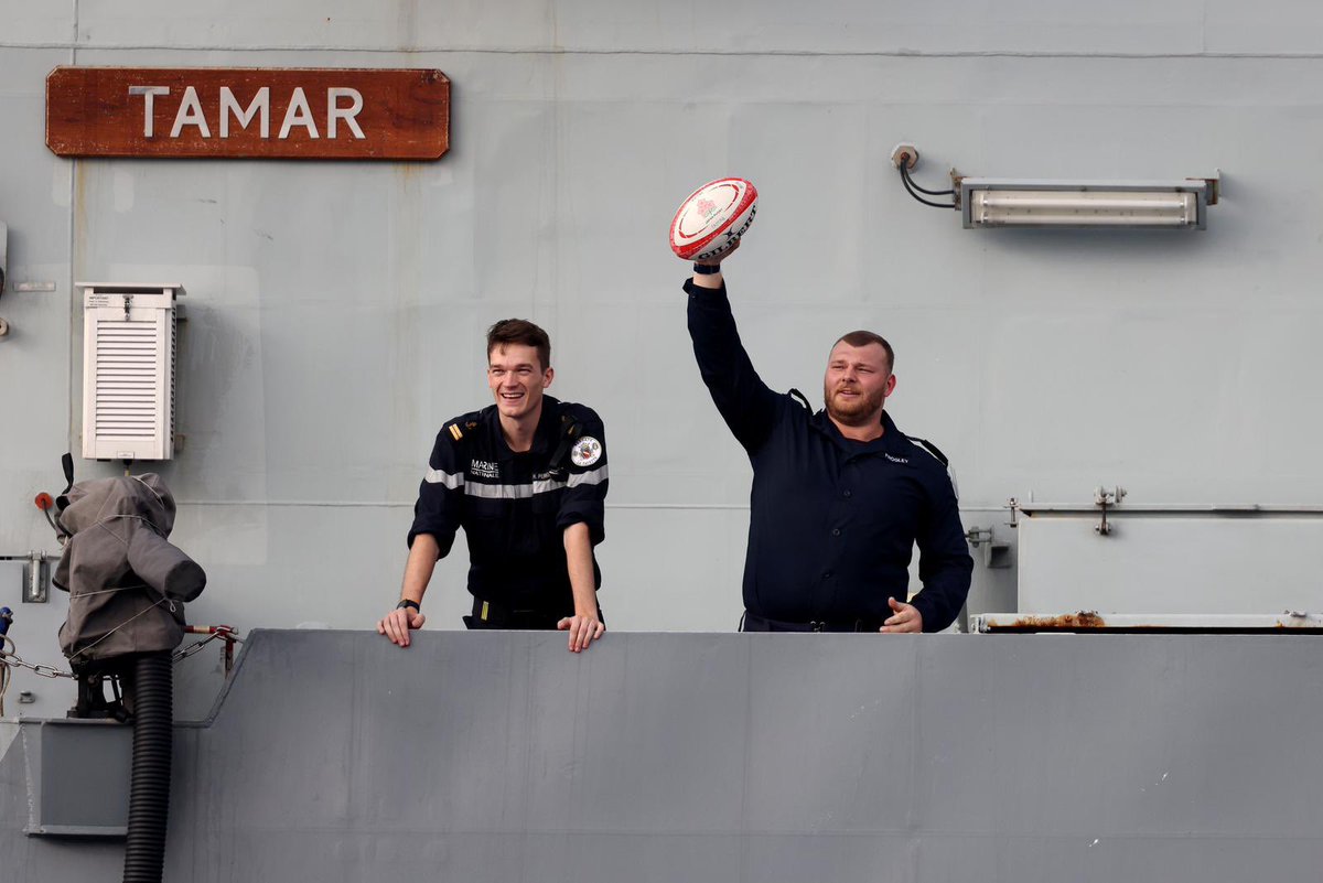 Crunch at sea 
@hms_tamar and FS LaFayette after #ENGvFRA rugby @6nations match

Pics via @hms_tamar