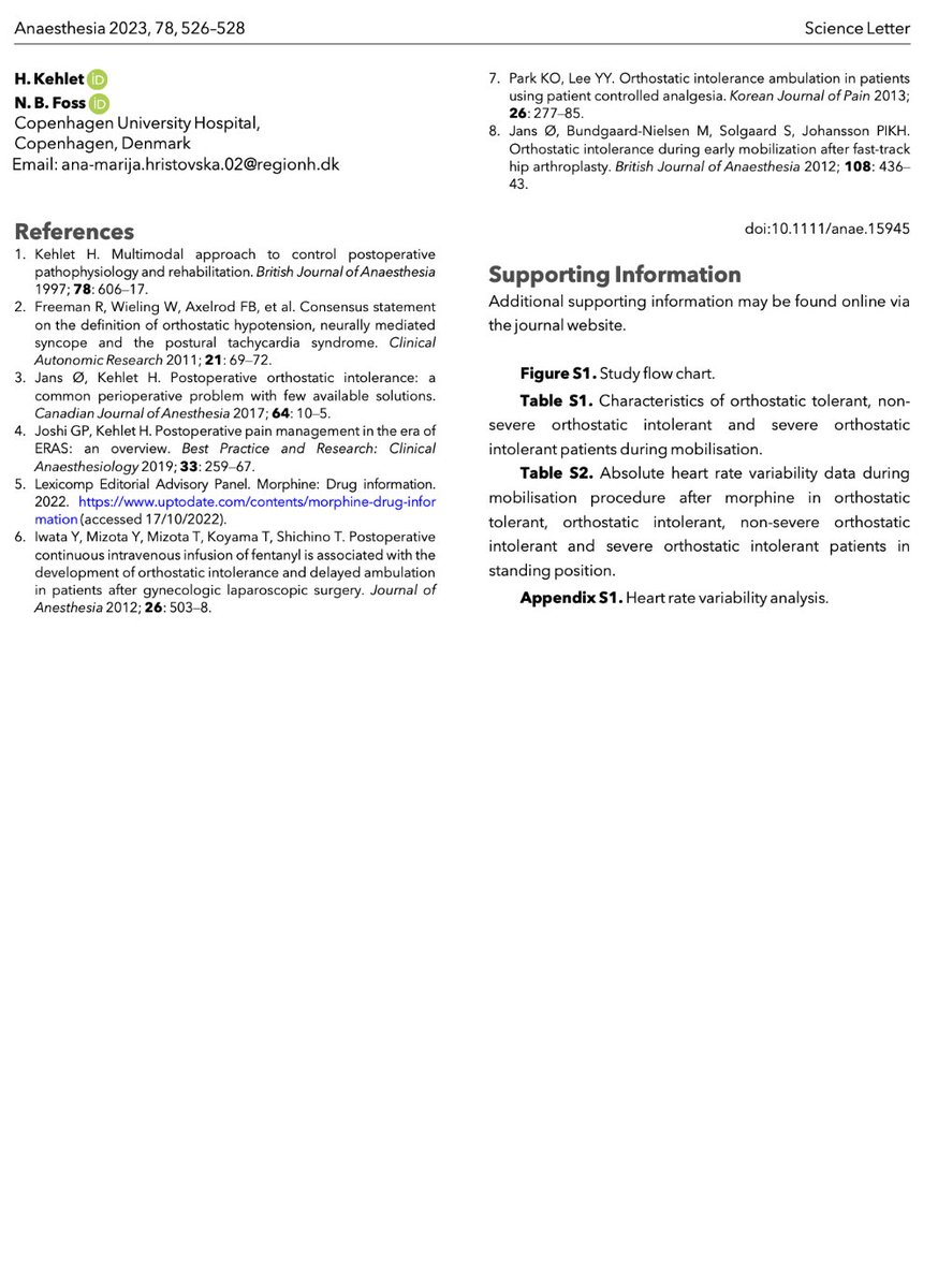 🔓Orthostatic intolerance after intravenous administration of morphine: incidence, haemodynamics and heart rate variability analysis.

"...morphine may be an important contributory factor to postoperative orthostatic intolerance."

🔗…-publications.onlinelibrary.wiley.com/doi/10.1111/an…