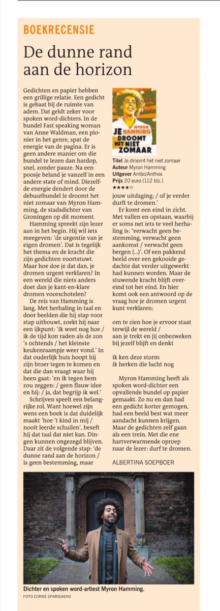 Vanmiddag sluit stadsdichter Myron Hamming de dialoogsessie met Laurentien van Oranje af met een speciale #WeekvandeDemocratie-tekst. 
Mis dat niet! 13 uur - kerk Garmerwolde ➡️ kiesvoorgroningen.nl/week-van-de-de… #spokenword