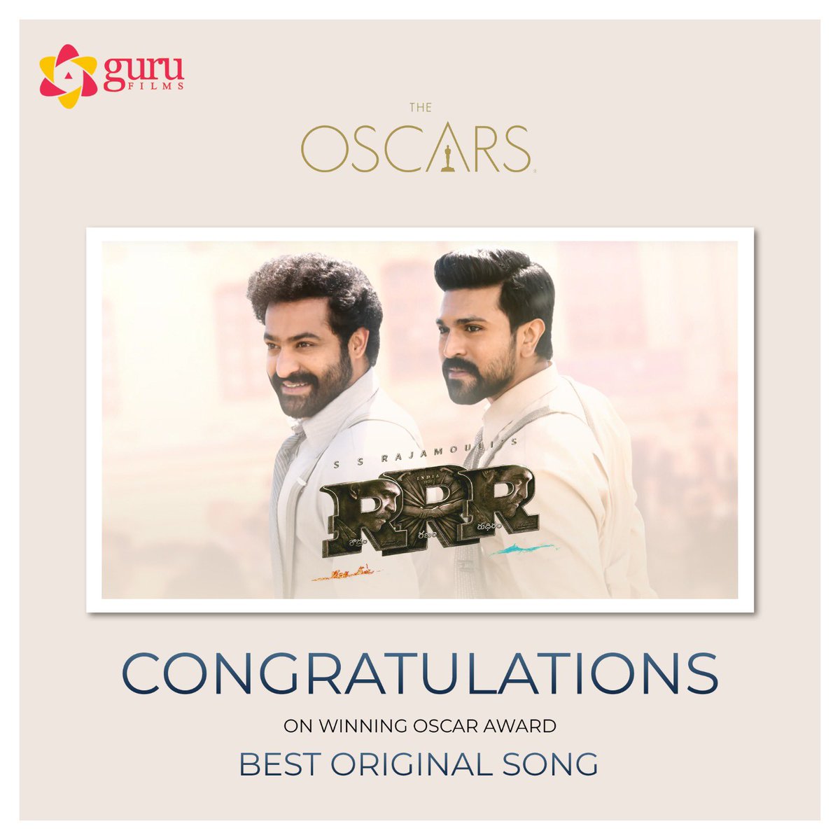 India is shining. Shining brighter than ever. 
Congratulations to the entire team of #RRR 
#NaatuNaatu by everyone, everywhere!

<a href="/ssrajamouli/">rajamouli ss</a> <a href="/mmkeeravaani/">mmkeeravaani</a> <a href="/AlwaysRamCharan/">Ram Charan</a> <a href="/tarak9999/">Jr NTR</a> <a href="/Rahulsipligunj/">Rahul Sipligunj</a> <a href="/boselyricist/">chandrabose</a> #PremRakshith <a href="/kaalabhairava7/">Kaala Bhairava</a> <a href="/ssk1122/">S S Karthikeya</a>