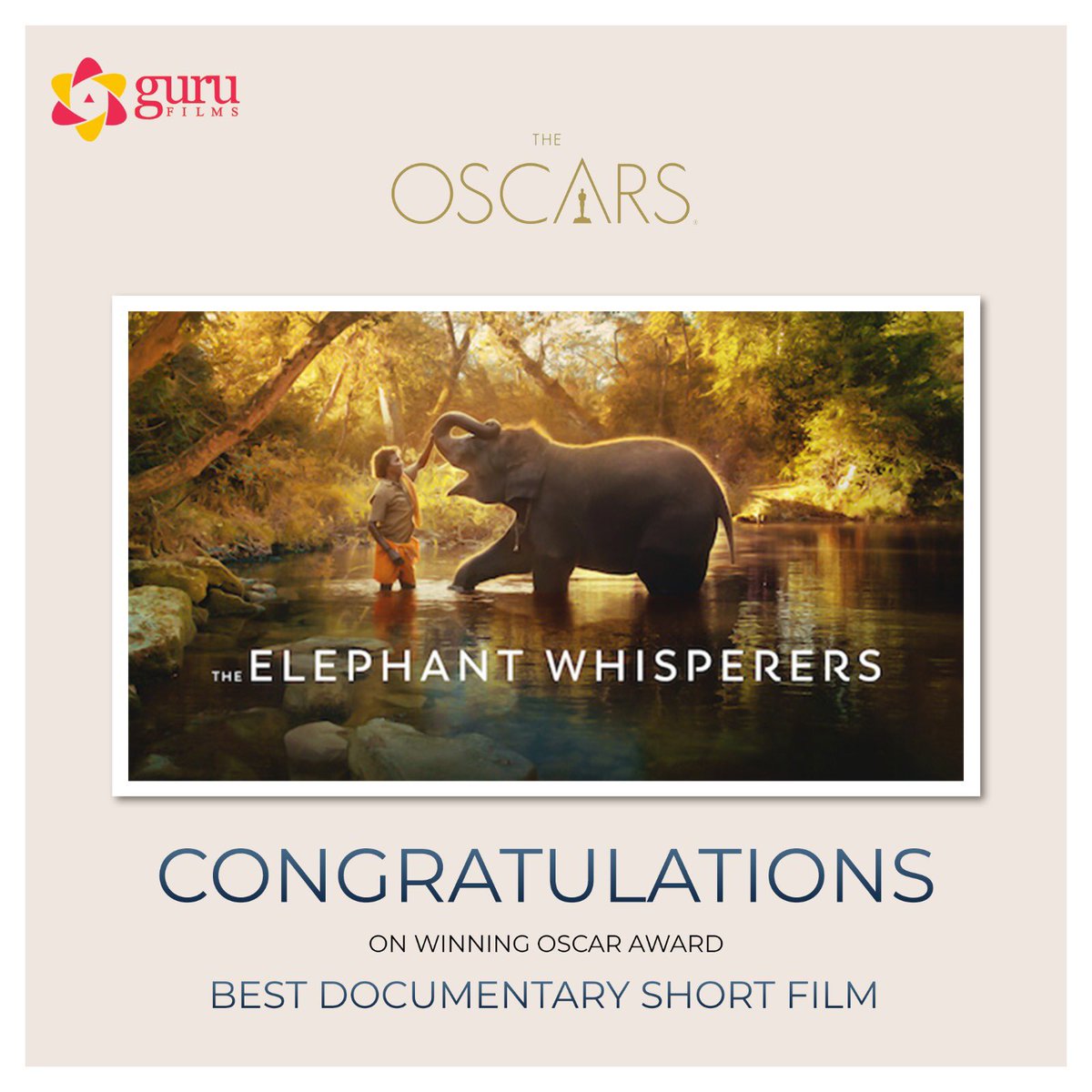 Hearty congratulations to the entire team of "The Elephant Whisperers" <a href="/EarthSpectrum/">Kartiki Gonsalves</a> <a href="/guneetm/">Guneet Monga Kapoor</a> <a href="/aachinjain/">Achin Jain</a> on winning the Best Documentary Short Film! 
Wonderful moment to the entire country. 

Congratulations to Guneet for winning her second Oscar!