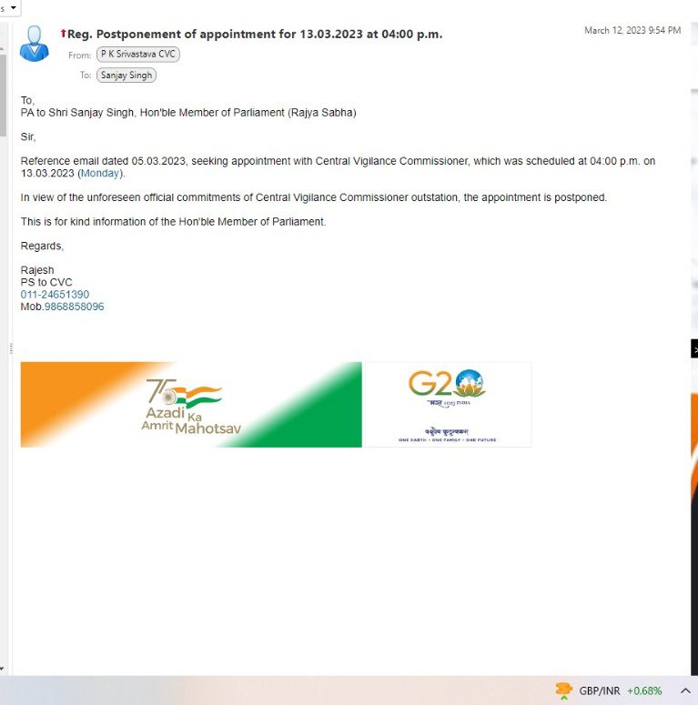 AamAadmiParty's tweet photo. Adani है या कोई ऐसा Villain जिसका नाम लेने से ये डरते हैं? CBI सुनने को तैयार नहीं, ED सुनने को तैयार नहीं

AAP MP @SanjayAzadSln ने Chief Vigilance Commission से time मांगा तो वो Meeting भी Cancel कर दी

ये कैसा डर है?

हम नहीं डरते—लड़ाई सड़क से संसद तक जारी रहेगी, भारत के लिए। https://t.co/mts3U0exRp