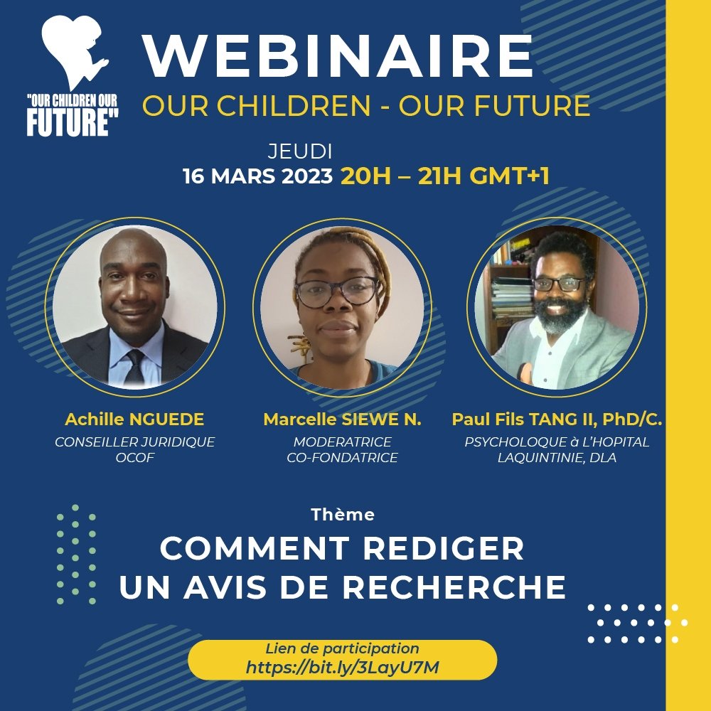 CollectifAnne's tweet photo. [Webinaire]
📍Comment rédiger un avis de recherche ?📍
Après combien de temps doit-on le faire?
Comment se comporter au retour d'un enfant porté disparu ? 
Rejoignez-nous pour avoir les éclairages.
🗓️ 16 mars 2023
🕗 20h - 21h
🔗https://t.co/1fSAkTNwoX 
#OCOF 
#WebinaireOCOF2023 https://t.co/ddxJ7CN2XV