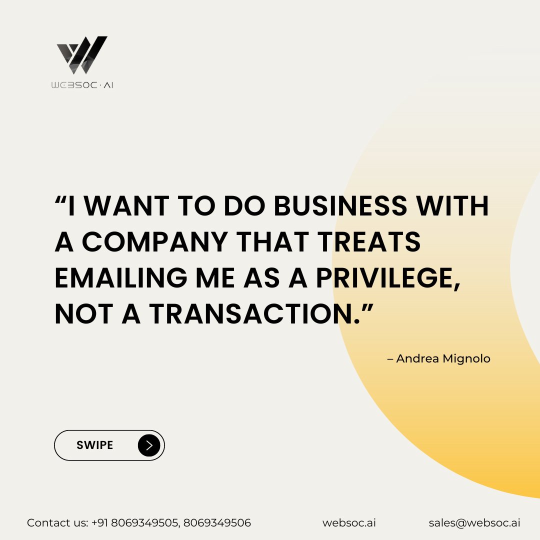 Websoc_AI's tweet photo. "I want to do business with a company that treats emailing me as a privilege, not a transaction." โ ๐๐ง๐๐ซ๐๐ ๐๐ข๐ ๐ง๐จ๐ฅ๐จ
๐๐๐๐ฌ๐จ๐.๐๐ข is one of the best digital marketing service providers in India.
๐๐ข๐ฌ๐ข๐ญ ๐ฎ๐ฌ ๐๐ญ: https://t.co/BeuTR96Q63
#websoc #marketing https://t.co/y2efS5zJHP