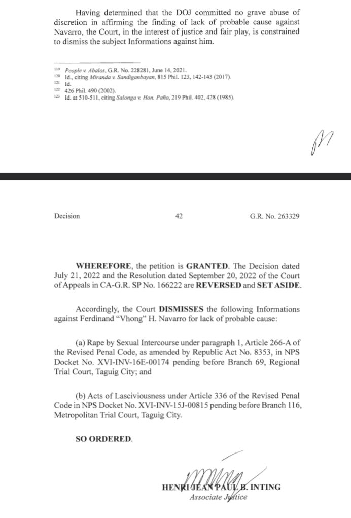 mikenavallo's tweet photo. BREAKING: Supreme Court 3rd Div orders dismissal of rape by sexual intercourse and acts of lasciviousness cases vs comedian-host Vhong Navarro after finding that the DOJ did not commit grave abuse of discretion in junking raps filed by Deniece Cornejo. https://t.co/IT0nq8Smmh