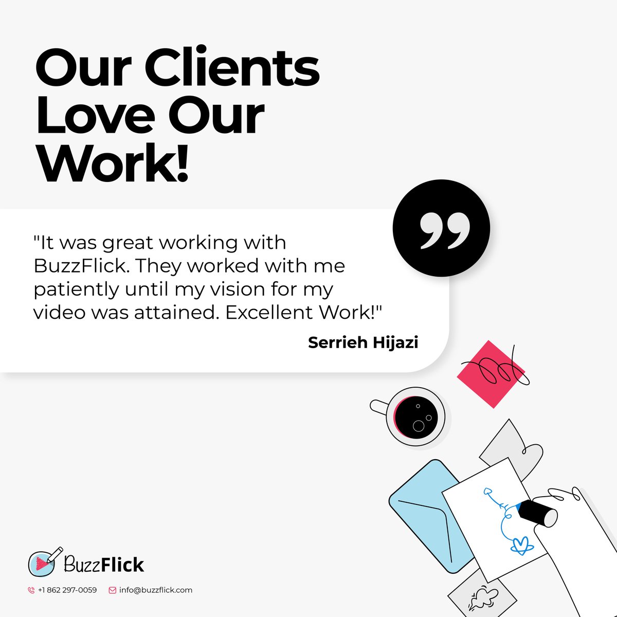 BuzzFlick1's tweet photo. Bringing your vision to life!
Thatโs what we do at BuzzFlick!
#videomarketing #customerfeedback #review #happyclient #clientreview #videoanimation #marketing #2Danimation #3Danimation #ExplainerVideo #MotionGraphics #BuzzFlick https://t.co/2AAphJ3AOr