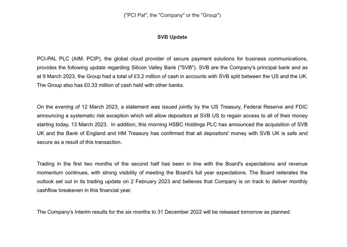 rhomboid1MF's tweet image. #PCIP lobs in a trading update to the news that SVB has ~nearly all their 💰