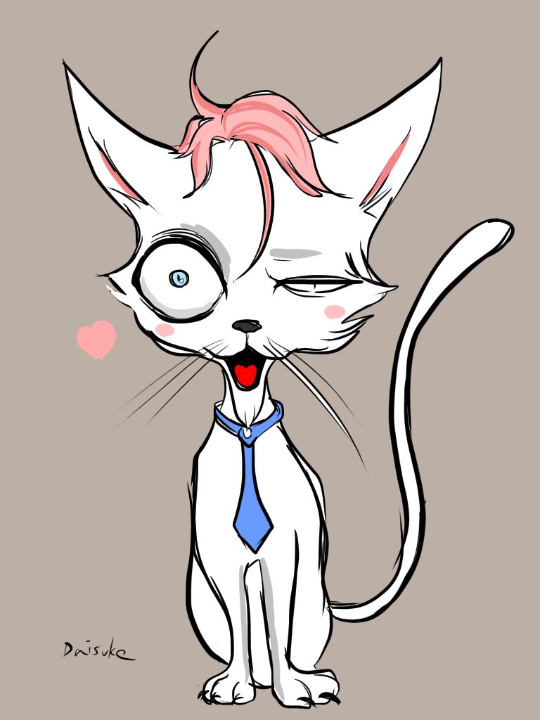 no humans cat blue necktie necktie simple background animalization heart  illustration images