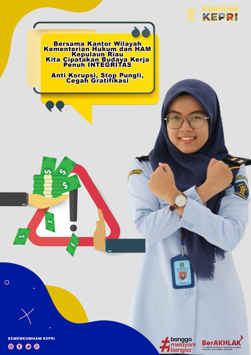 kemenkumkepri's tweet photo. Kantor Wilayah Kementerian Hukum dan HAM Kepulauan Riau Siap Berkomitmen Budaya Kerja Penuh Integritas,

Anti Korupsi, Stop Pungli, Cegah Gratifikasi🙅‍♂️ https://t.co/pTZOCATEih