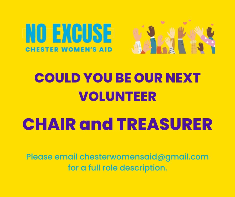 Chesterwomenaid's tweet photo. 🔸VOLUNTEER OPPORTUNITIES 🔸

Chester Womens Aid is looking for our next volunteer Chair and Treasurer. 

Could it be you?

For a complete description of both roles, please email us at chesterwomensaid@gmail.com. 

 #ChesterWomensAid #volunteersneeded #jobopp #charityjobopp https://t.co/4L6Jhythur
