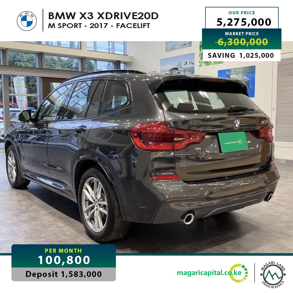 AutodirectKe's tweet photo. 🚨DEAL ALERT🚨
Drive away this BMW X3 XDRIVE 20D for only 5,275,000 by direct importing! 🚗💨 

Call to action: https://t.co/w7Ykhy2C5j

#DealAlert #BMWX3 #XDrive #LowMileage #JapaneseAuctionSheets #MagariCapital #SaveMoney #ShopSmart #Quality #Transparency #AmazingOffer https://t.co/58nYmxVU2n