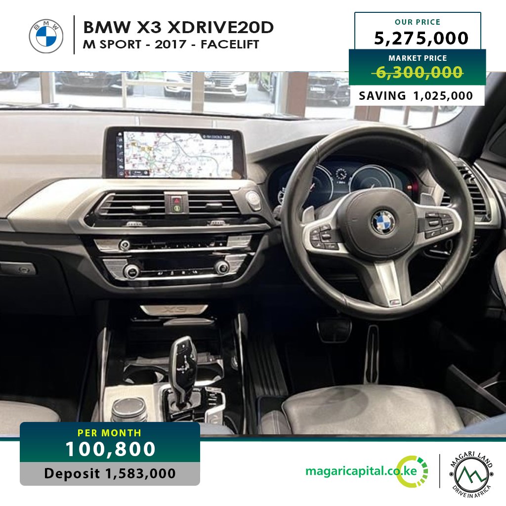 AutodirectKe's tweet photo. 🚨DEAL ALERT🚨
Drive away this BMW X3 XDRIVE 20D for only 5,275,000 by direct importing! 🚗💨 

Call to action: https://t.co/w7Ykhy2C5j

#DealAlert #BMWX3 #XDrive #LowMileage #JapaneseAuctionSheets #MagariCapital #SaveMoney #ShopSmart #Quality #Transparency #AmazingOffer https://t.co/58nYmxVU2n