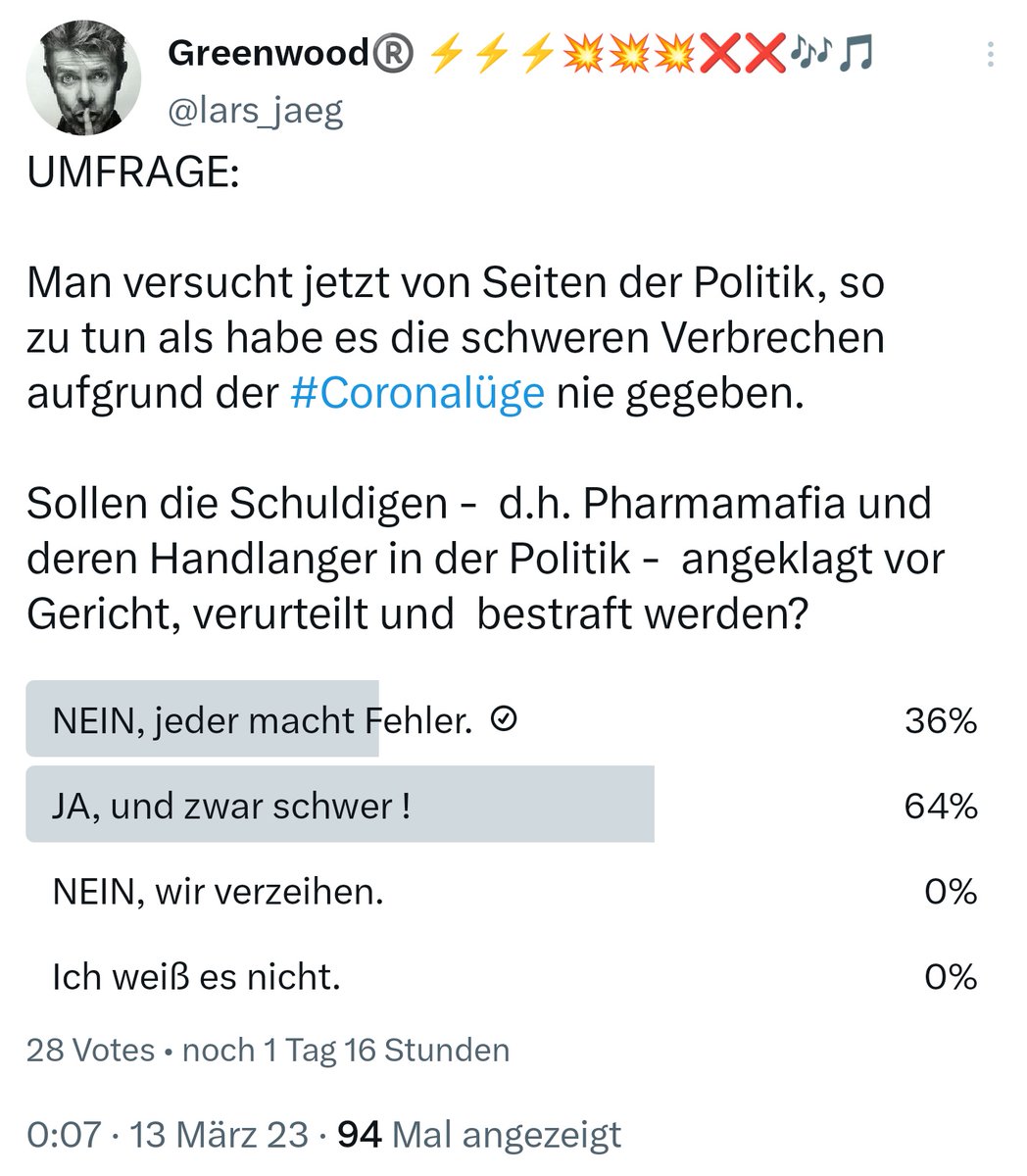 besserossi's tweet photo. #DummfragenAmMorgen des 13.03.2023:

1) #NormannBullshit: https://t.co/FYjhA0qLj0

2) #Schwurbelalarm: https://t.co/nrpFLFb7NV

3) 🤦🏼🤦🏽‍♂️🤦‍♀️: https://t.co/kTk9BIU7vm

4) Hauptsache 💚: https://t.co/xGCO7XKyDa

5) #Klimawandel: https://t.co/bEQVJ0n1Ia

Retweet wäre toll. Danke. https://t.co/1a5DzKzxZg
