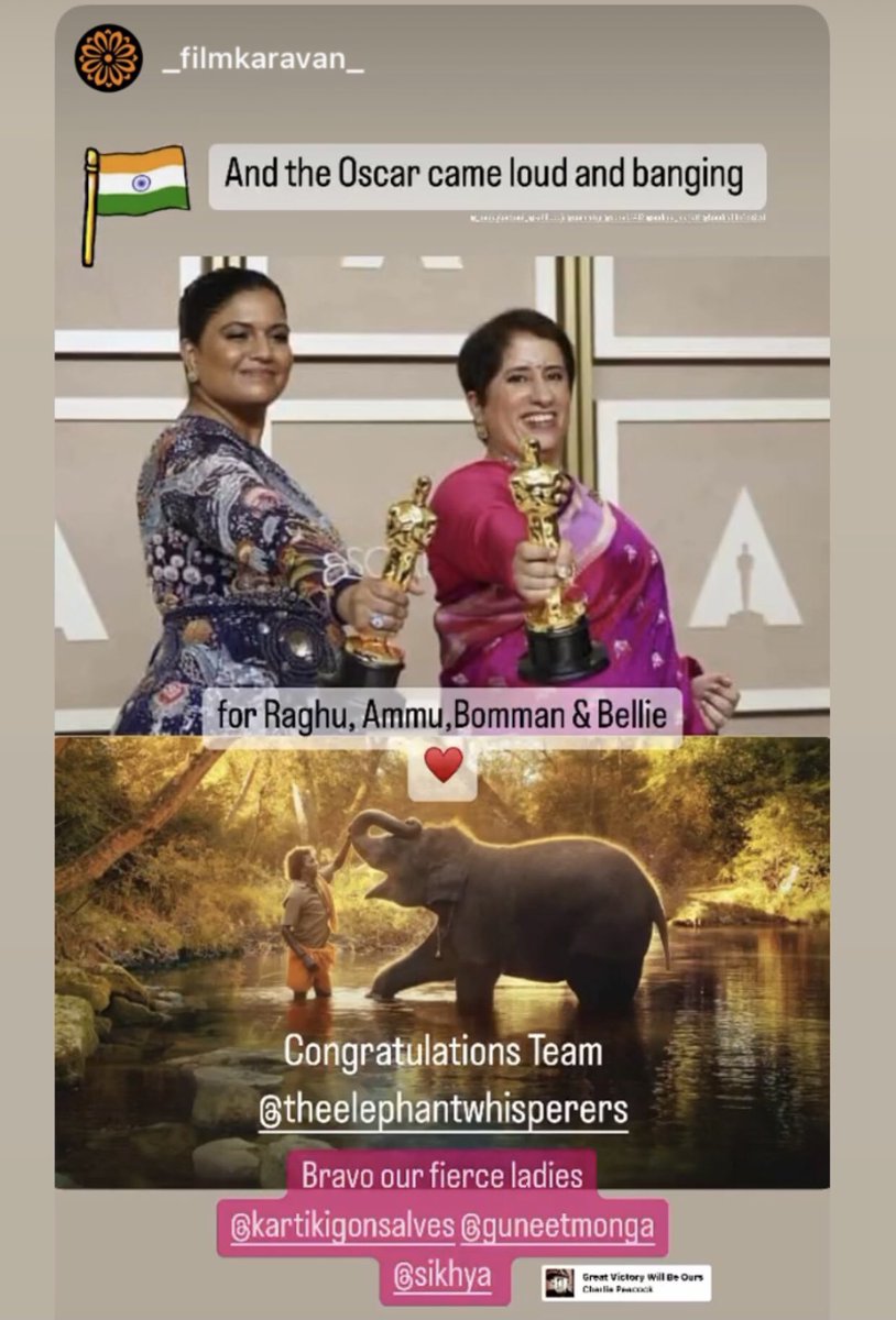 Beaming 😁 and So Proud 🏆🌟
Congratulations Team @ElephantWhisp3r @guneetm @EarthSpectrum @aachinjain @kohlipooja @FilmKaravan