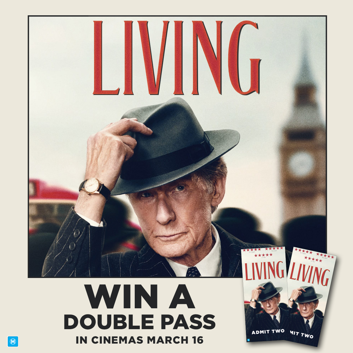 Nominated for Best Actor at the 95th Academy Awards.

To celebrate the release of LIVING at Dendy Cinemas on March 16, you could WIN an in-season double pass to see this Oscar-nominated film!
 
Enter at the link below for your chance to WIN!
woobox.com/adda4k