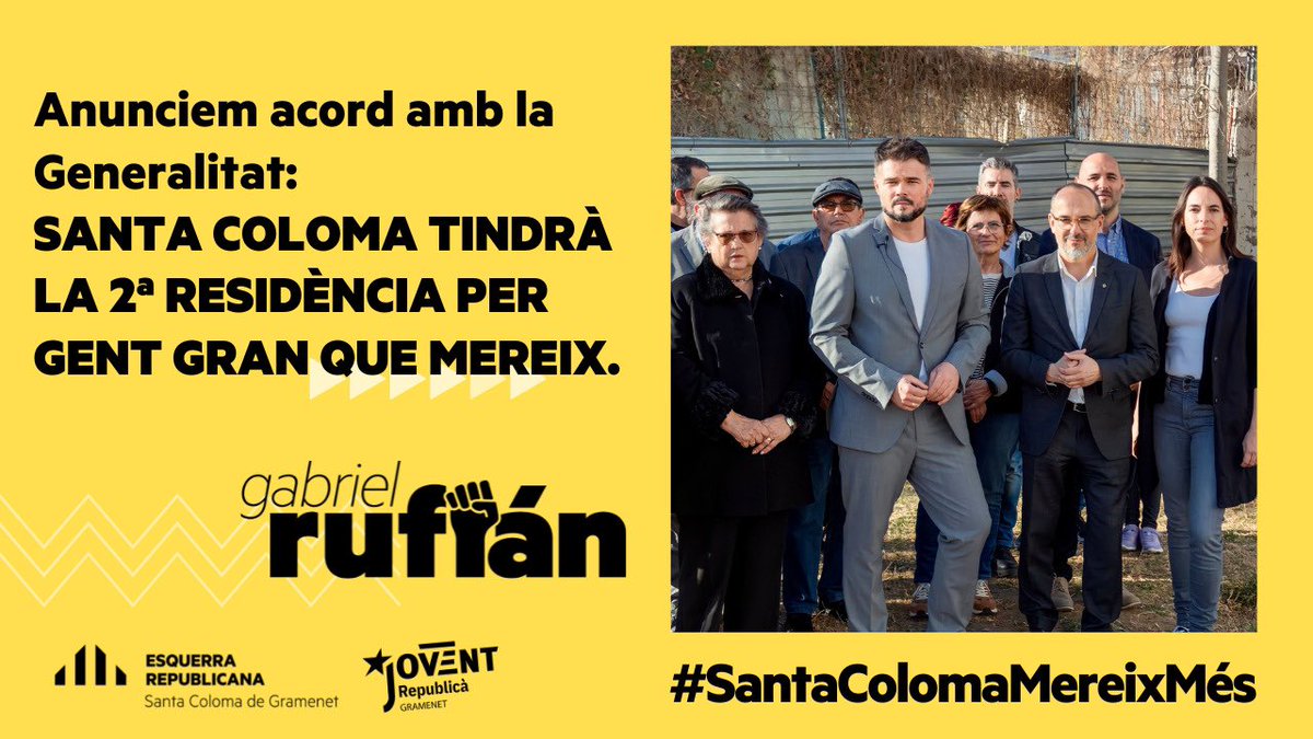 gabrielrufian's tweet photo. ANUNCI IMPORTANT:

Santa Coloma tindrà 2ª RESIDÈNCIA. https://t.co/QKtqfJc6Ay