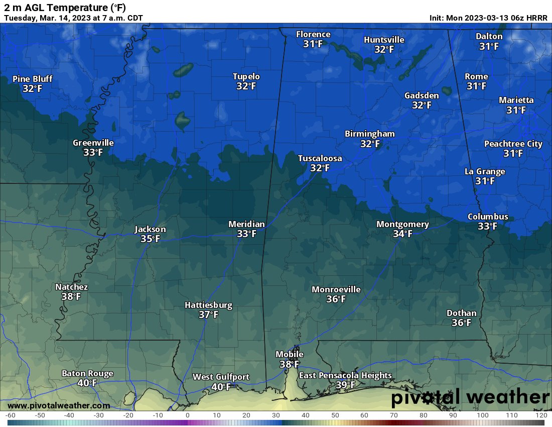 Chilly few nights, then more storms by Friday Southern MS/AL/LA
