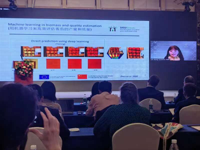 sieugreen's tweet photo. Another moment of Mrs Jihong Liu Clarke from 
@NIBIO_no presentation of #SiEUGreen and the experiments implemented in the frame of the Project during the EU-China Conference on Agriculture Research. @HorizonEU #UrbanAgriculture #ResearchImpactEU #InvestEUResearch #EUFunding https://t.co/jPTFJvozuX