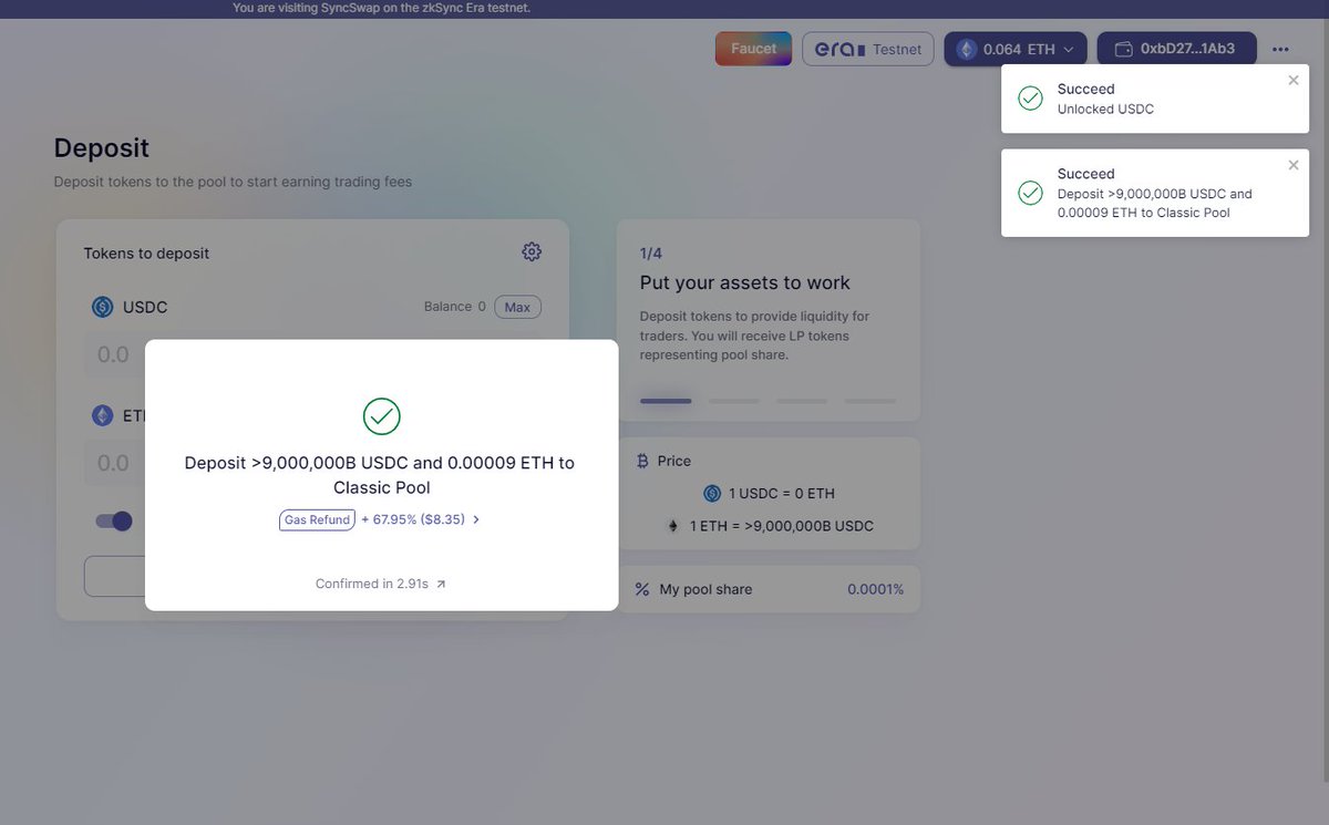 WarnerMalcolm2's tweet photo. #L222 #zkSync #Layer2 #ZKRollup #testnet #Ethereum #DeFi
Join SyncSwap testnet: https://t.co/bgCs8z2XuV
And discord community https://t.co/ITtzC9W0aI
Fast and smooth https://t.co/ixPgzJd51y