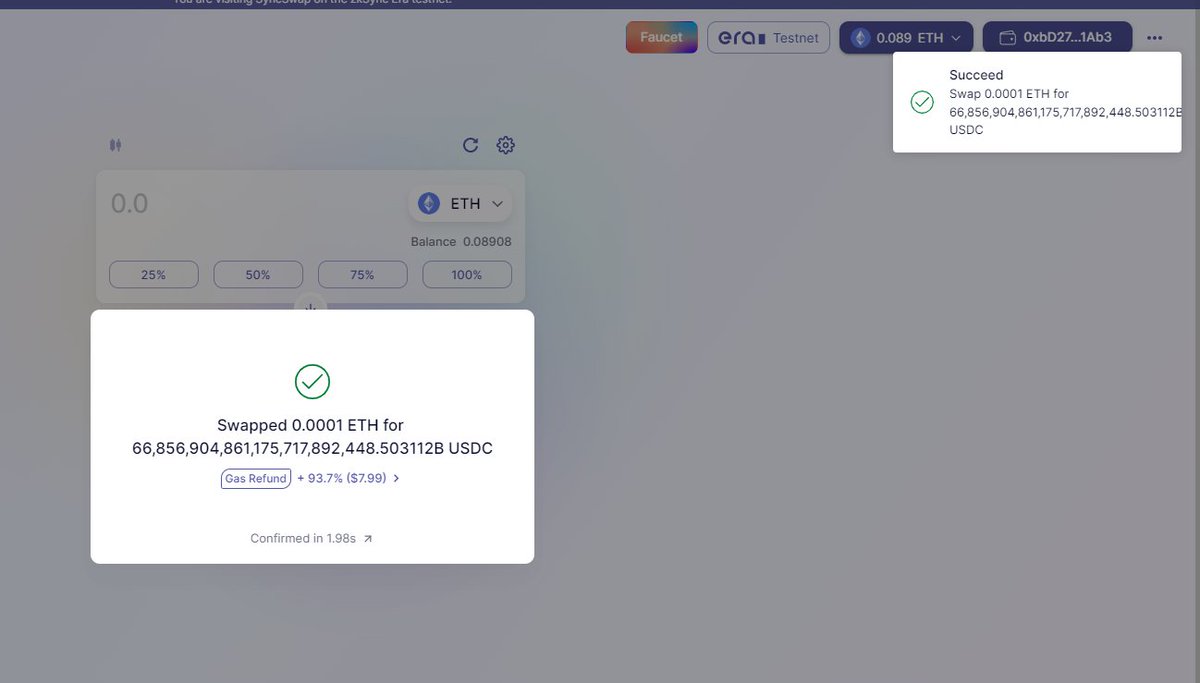 WarnerMalcolm2's tweet photo. #L222 #zkSync #Layer2 #ZKRollup #testnet #Ethereum #DeFi
Join SyncSwap testnet: https://t.co/bgCs8z2XuV
And discord community https://t.co/ITtzC9W0aI
Fast and smooth https://t.co/ixPgzJd51y