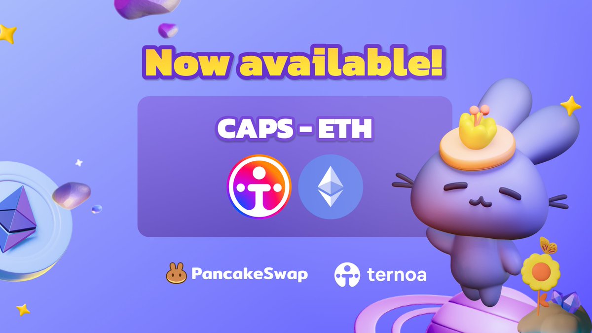 PancakeSwap's tweet photo. 👨‍🌾 The Ternoa ($CAPS) Farm is now live on Ethereum PancakeSwap!

🚜 Stake $CAPS-ETH LP to earn $CAKE: https://t.co/Vp9gupAbRj

👉 APR will drop as liquidity increases.

📚 Learn more about the project 👇 https://t.co/5O4YqkXPy3