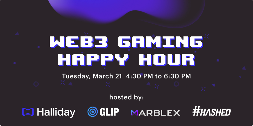 MARBLEXofficial's tweet photo. 📢#GDC 2023 is a week away!
Come hang out with us at the Web3 Gaming Happy Hour event!

👍Hosted by #Halliday, #Glip.gg, #MARBLEX, #Hashed.

For more details:
👉https://t.co/AzFUlRsP76

#Web3 #Crypto #NFT https://t.co/bziyaj7jM5
